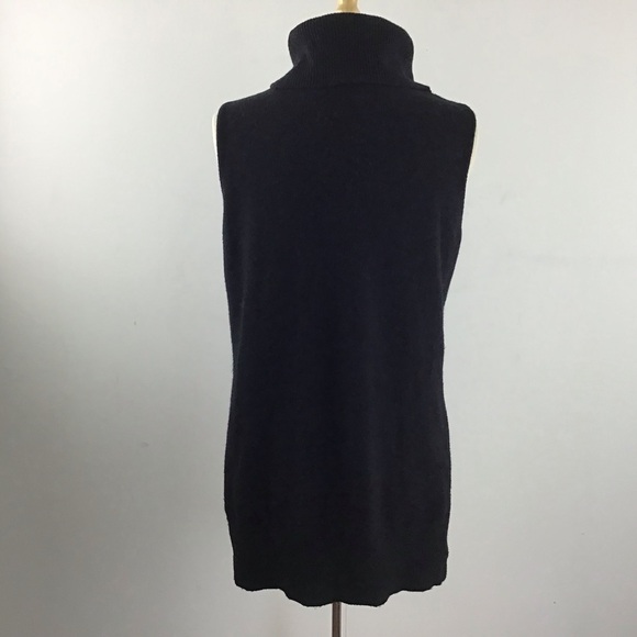 Carmen Marc Valvo hi-low hem sleeveless lagenlook black turtleneck sweater Med - Picture 2 of 7